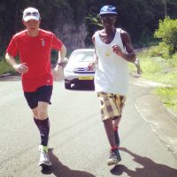 Day 1: Mile 10. I am joined by Humphrey Baptiste, a farmer in Grand Roy, who thought it would be fun to jump in. image